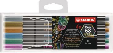 STABILO Fasermaler Pen 68 1mm 6806/8-11-01 metallic ass. 6 Stück