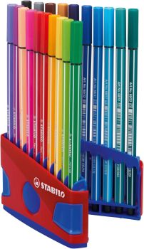 STABILO Fasermaler Pen 68 1mm 6820-04 20er Color Box rot/blau
