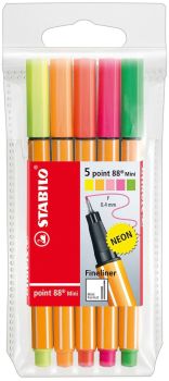 Stabilo point 88 mini 0,4mm 68805-1 neon 5er etui - Stabilo-68805-1-4006381460583