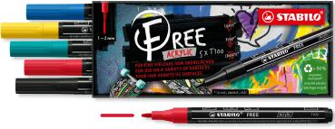 Stabilo free acrylic t100 1-2mm 691/5-01 royal 5er etui - Stabilo-691-5-01-4006381576550