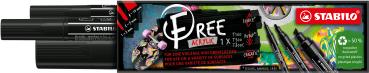 Stabilo free acrylic mix 691/693-3-746 schwarz 3er etui - Stabilo-691-693-3-746-4006381580724