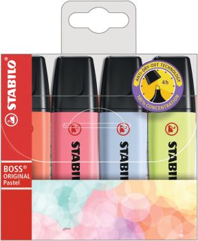 Stabilo textmarker boss pastell 70/4-3 4 stück ass. - Stabilo-70-4-3-4006381558174