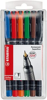 Stabilo ohp pen permanent s 841/6 6er etui - Stabilo-841-6-4006381115063