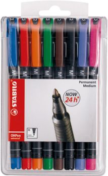 Stabilo ohp pen permanent m 843/8 8er etui - Stabilo-843-8-4006381114905