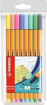 Stabilo fineliner point 88 0.4mm 88/8-01 8er etui pastellfarben - Stabilo-88-8-01-4006381493499