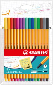 Stabilo fineliner point 88 0.4mm 8815-4 kartonetui 15 stk. - Stabilo-8815-4-4006381571319
