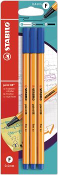 Stabilo fineliner point 88 0.4mm b-14827-10 blau, 3 stück - Stabilo-b-14827-10-4006381148276