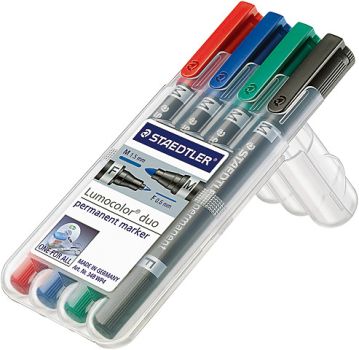 Staedtler lumocolor duo f/m 348wp4 4 farben ass. - Staedtler-348wp4-4007817348079