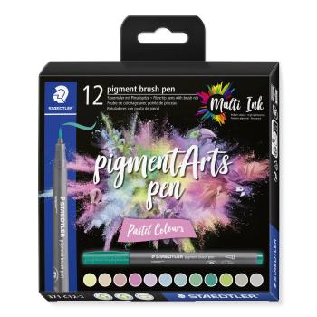 Staedtler fasermaler mit pinselspitze 371 c12-2 pigment pen 376 12er set - Staedtler-371-c12-2-4007817097021