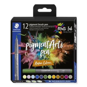 Staedtler fasermaler mit pinselspitze 371 c12-3 pigment pen 376 12er set - Staedtler-371-c12-3-4007817097052