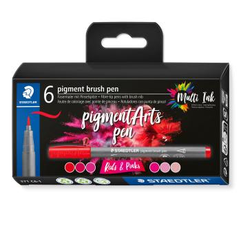 Staedtler fasermaler mit pinselspitze 371 c6-1 pigment pen 376 6er set - Staedtler-371-c6-1-4007817097083