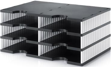 STYRO Ablagesystem Styrodoc 268-0203.09 Duo 6 Fächer schwarz/weiss