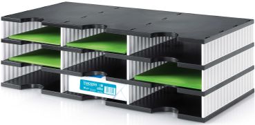 STYRO Ablagesystem Styrodoc 268-0303.09 Trio 9 Fächer schwarz/weiss