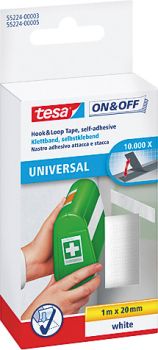 Tesa klettband on&off 20mmx1m 552240000 weiss, selbstklebend - Tesa-552240000-4042448859891
