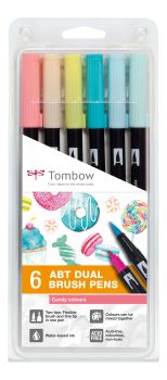 Tombow abt dual brush pen abt-6p-4 candy colours 6 stück - Tombow-abt-6p-4-4003198104808