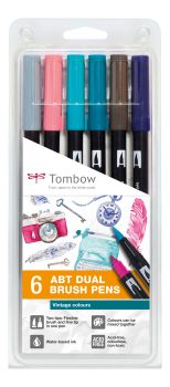 Tombow abt dual brush pen abt-6p-5 vintage colours 6 stück - Tombow-abt-6p-5-4003198104839