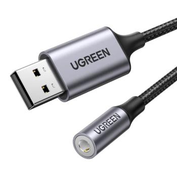Ugreen audio adapter usb 2.0,3.5mm 30757 bb aluminum alloy 25cm,grey - Ugreen-30757-bb-6957303837571