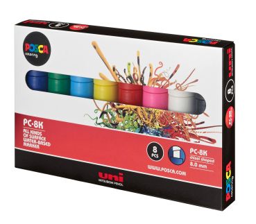Uni-ball posca marker 8mm pc-8k 8p 8 farben ass. 8 stück - Uni-ball-pc-8k-8p-4902778974711