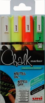 Uni-ball chalk marker 1,8-2,5mm pwe5m.4c.1 4 farben, etui - Uni-ball-pwe5m4c1-7640125731965
