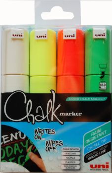 Uni-ball chalk marker 8mm pwe8m.4c.1 4 farben, etui - Uni-ball-pwe8m4c1-7640125731989