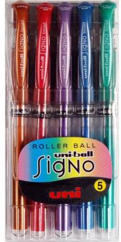 UNI-BALL Signo Broad 0.65mm UM-153MET-5C 5 Farben metallic
