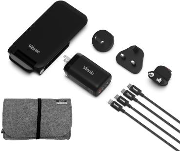 VINNIC Trivor 4-in-1 VPTK-4IGTK Global Travel Kit, Black