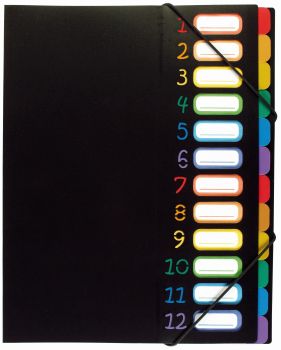 VIQUEL Pultmappe A4 118967 A4 1-12 schwarz/bunt