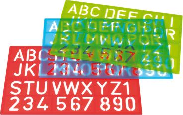 WESTCOTT Zeichenschablone 50cm E-10600 00 A-Z, 0-9 blau/rot/grün