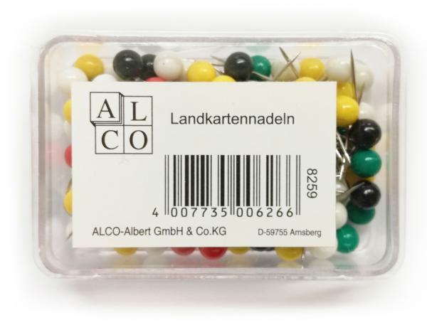 Alco landkartennadel 5x16mm 626 assortiert 100 stück - Alco-626-4007735006266