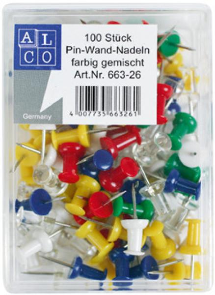 Alco pinwand-nadeln 663-26 ass. 100 stück - Alco-663-26-4007735663261