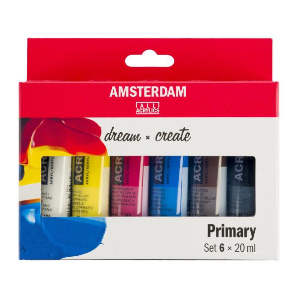Amsterdam standard series acryl set 17820500 primary 6x20ml - Amsterdam-17820500-8712079451158
