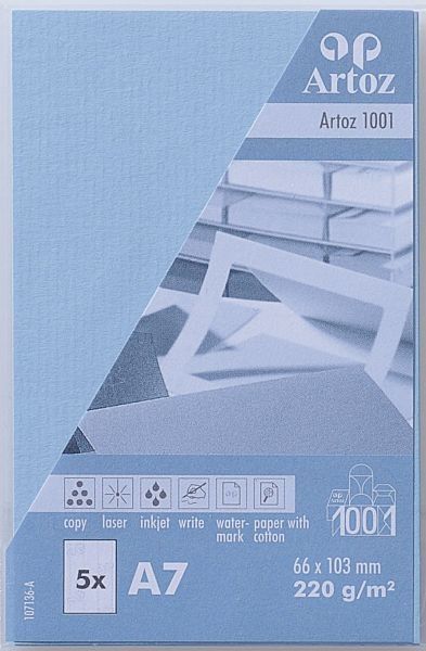 Artoz visitenkarten 1001 a7 107136144 220g, pastellblau 5 blatt - Artoz-107136144-7612450244175