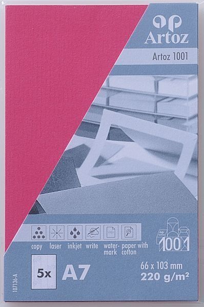 Artoz visitenkarten 1001 a7 107136144 220g, fuchsia 5 blatt - Artoz-107136144-7612450705362