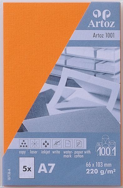 Artoz visitenkarten 1001 a7 107136145 220g, orange 5 blatt - Artoz-107136145-7612450982367