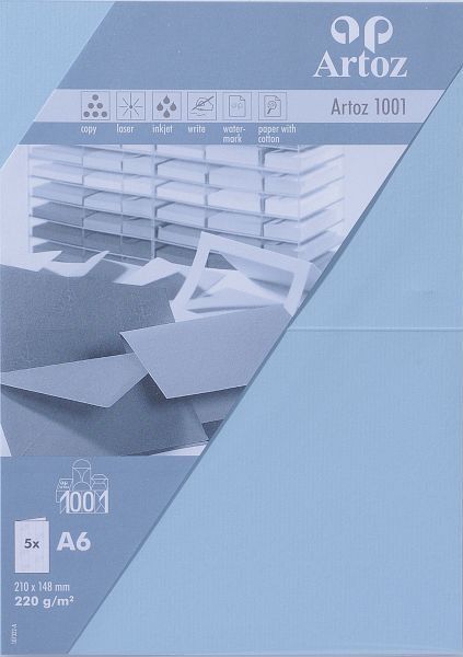 Artoz karten 1001 a6 107322264 220g, pastellblau 5 blatt - Artoz-107322264-7612450247893