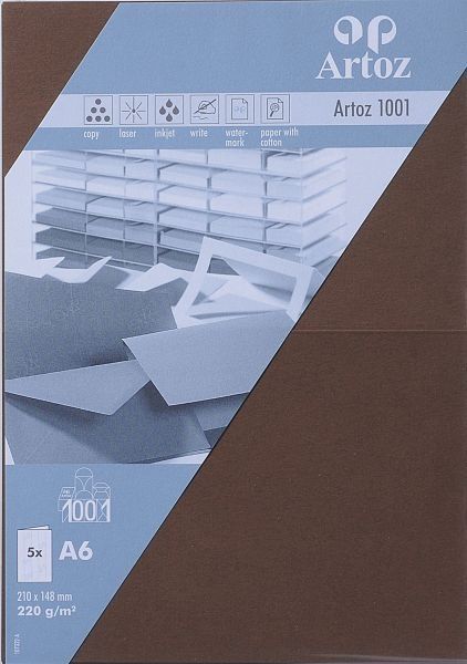 Artoz karten 1001 a6 107322266 220g, braun 5 blatt - Artoz-107322266-7612450364026