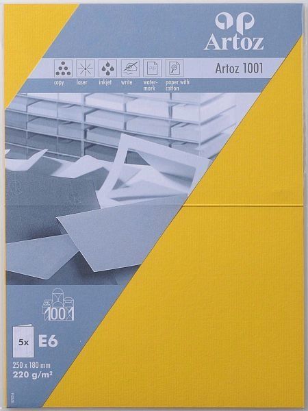 Artoz karten 1001 e6 107372262 220g, sonnengelb 5 blatt - Artoz-107372262-7612450247374