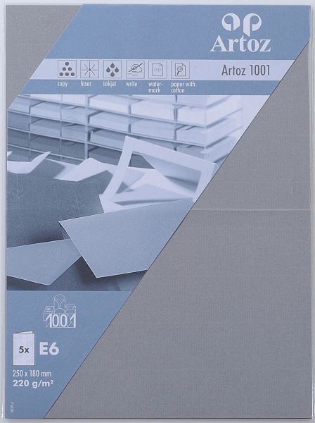 Artoz karten 1001 e6 107372262 220g, graphit 5 blatt - Artoz-107372262-7612450981889