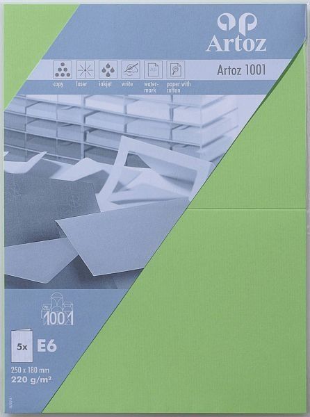 Artoz karten 1001 e6 107372263 220g, birkengrün 5 blatt - Artoz-107372263-7612450247398