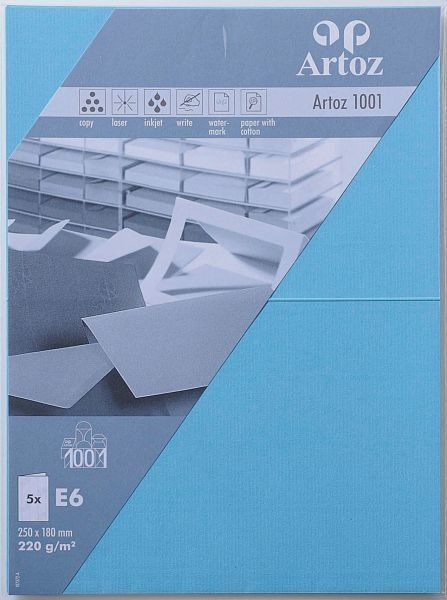 Artoz karten 1001 e6 107372263 220g, azur 5 blatt - Artoz-107372263-7612450247473