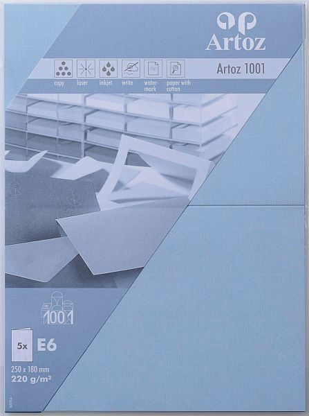 Artoz karten 1001 e6 107372264 220g, pastellblau 5 blatt - Artoz-107372264-7612450247312