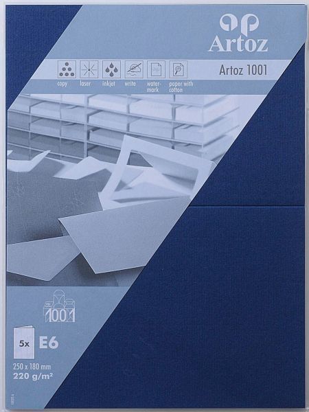 Artoz karten 1001 e6 107372264 220g, classic blau 5 blatt - Artoz-107372264-7612450247480