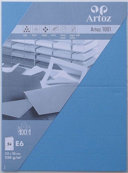 Artoz karten 1001 e6 107372264 220g, marienblau 5 blatt - Artoz-107372264-7612450705188