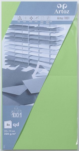 Artoz karten 1001 310x155mm 107452263 220g, birkengrün 5 blatt - Artoz-107452263-7612450330137