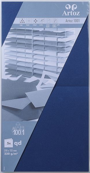 Artoz karten 1001 310x155mm 107452264 220g, classic blau 5 blatt - Artoz-107452264-7612450330236