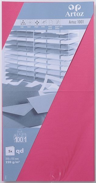 Artoz karten 1001 310x155mm 107452264 220g, fuchsia 5 blatt - Artoz-107452264-7612450705300