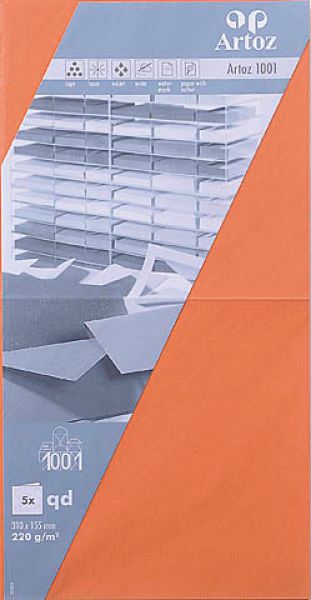 Artoz karten 1001 310x155mm 107452265 220g, hummerrot 5 blatt - Artoz-107452265-7612450330328