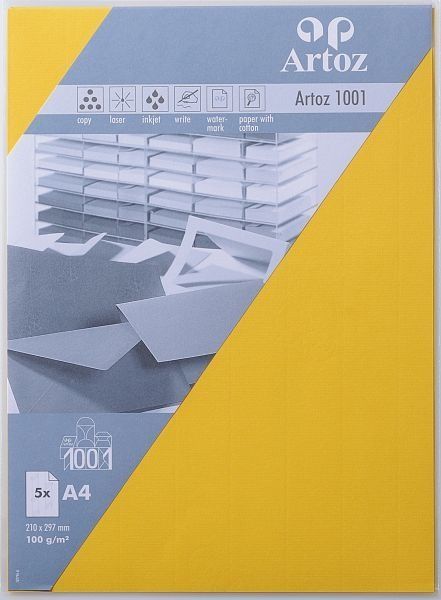 Artoz papier 1001 a4 107796142 100g, sonnengelb 5 blatt - Artoz-107796142-7612450251333