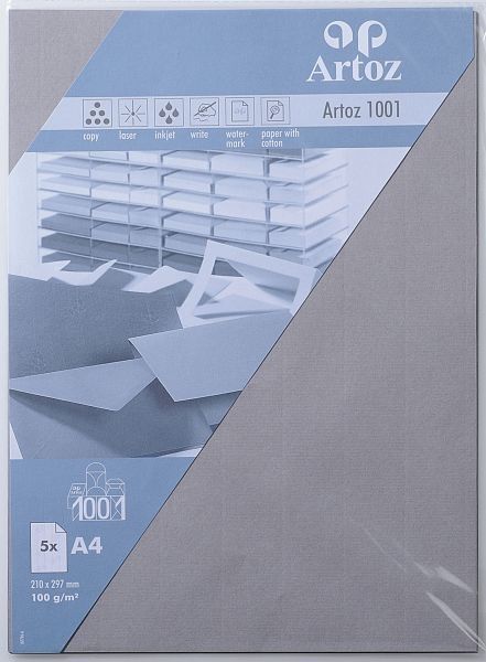 Artoz papier 1001 a4 107796142 100g, graphit 5 blatt - Artoz-107796142-7612450983142