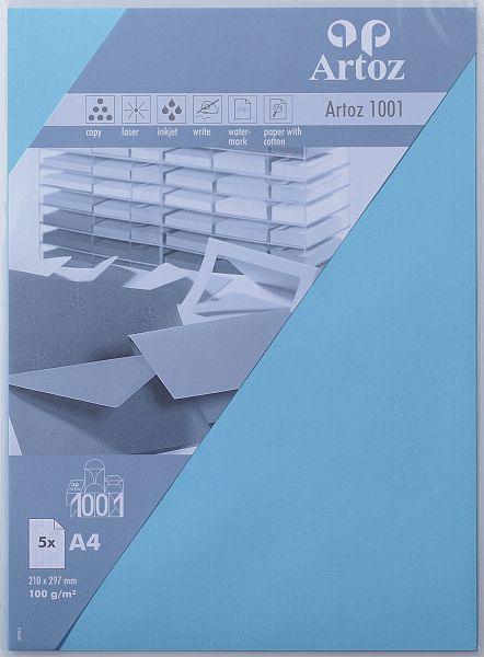 Artoz papier 1001 a4 107796143 100g, azur 5 blatt - Artoz-107796143-7612450251432